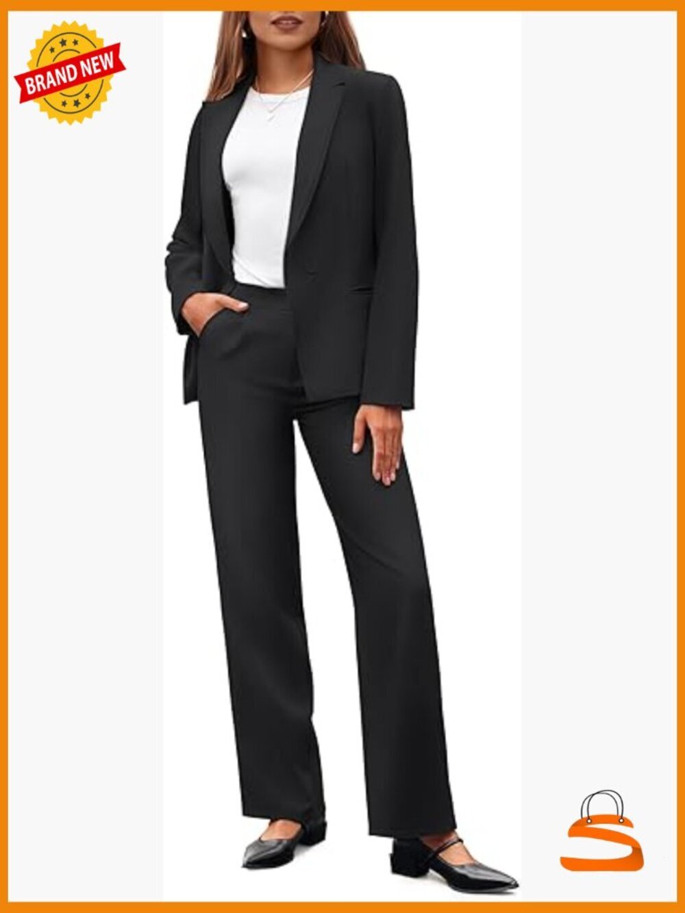 Women's 2-Piece Blazer Suit Set Wide Leg Pants Business Casual Outfit